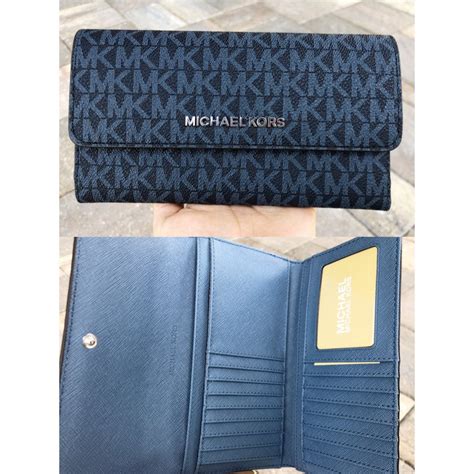 michael kors dusty blue wallet|Michael Kors oversized wallet.